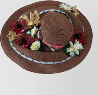 Dolce & Gabbana knitted floral-appliqu&eacute; sun hat