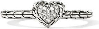 John Hardy Diamond Pav&eacute; Heart Ring in Silver at Nordstrom, Size 6
