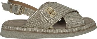 Laura Bellariva Raffia Sandalen met Gouden Details - Dames - Sandalen - Geel - 36 EU - Schoenen