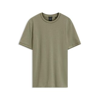 BOSS Regular-fit T-shirt in structured cotton with tipping details