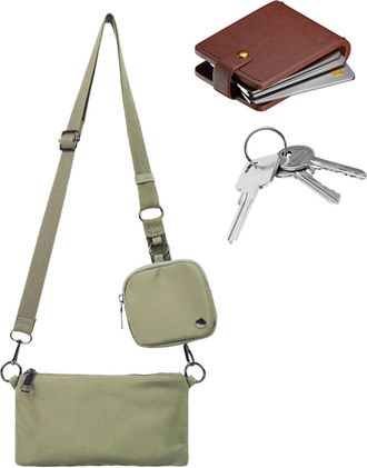 Generic Small Sling Bag,Double Bag Canvas Chest Sling Pack For Shopping | Casual Travel Bag Adjustable Shoulder Strap For Hiking, Green, Refer to description