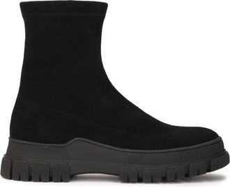 Kazar Platte laarzen met elastisch bovendeel - Dames - Enkellaarsjes - Zwart - 38 EU - Leer - Schoenen