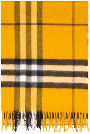 Burberry Geruit Katoenen Sjaal - unisex - Wintersjaals - Geel - ONE Size - Katoen - Accessoires