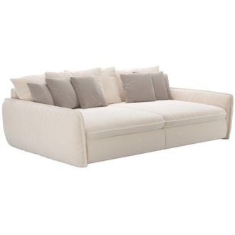 Vente-Unique Divano 4 posti comfort seduta profonda in ciniglia beige - GIANOLA di Maison C&eacute;phy
