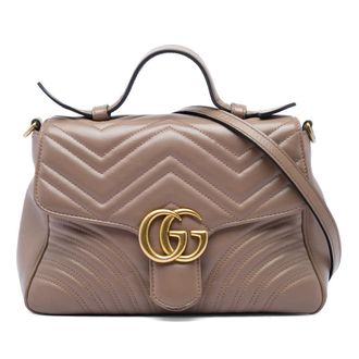 Gucci Pre-owned Gucci Small GG Marmont Matelasse Calfskin Top Handle Bag Ladies E307IBPG8XAUU197