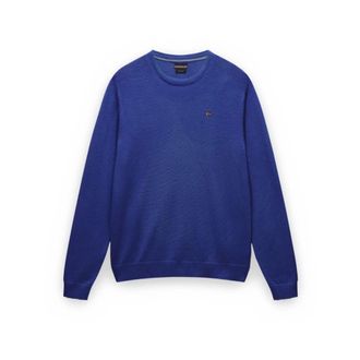 Napapijri Truien & Vesten, Heren, Blauw, XL, Wol, Pullover Girocollo Polsini con riga a contrasto