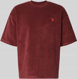 Review T-Shirt mit geripptem Rundhalsausschnitt in Rostrot, Gr&ouml;&szlig;e XS