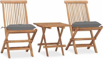 vidaXL Set Comedor De Jard&iacute;n Plegable 3 Piezas Madera De Teca Cojines Vidaxl