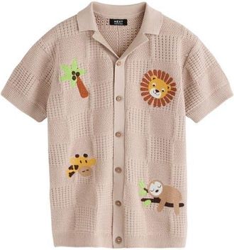 Next Kids Button-Through Knit Polo in Neutral at Nordstrom, Size 12-18M