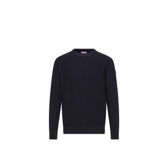 Moncler Moncler Leather Logo Wool Sweater, Men, Blue, Size: Xl