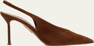 Aquazzura 85mm Voltaire Suede Slingback Pumps