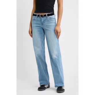 YMI Britney Belted Wide Leg Jeans in 08C - Light Medium at Nordstrom, Size 11