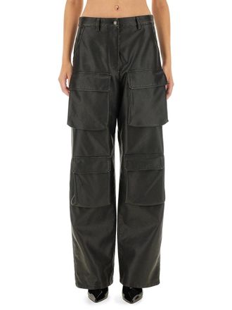 Msgm Viscose Cargo Pants - Black