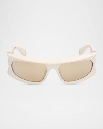 Christian Louboutin Men & apos;s Spikes Acetate Rectangle Sunglasses