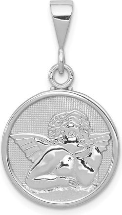 Diamond2Deal 14K White Gold Polished and Satin Angel Pendant
