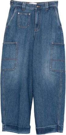 Givenchy Loose Fit Jeans, female, Blue, W27, Cropped Cocoon Cargo Jeans