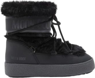 Moon Boot Mid-Height Black Boots With Furry Upper