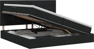 vidaXL Cama Con Almacenamiento Y Colch&oacute;n Negro 200 X 200 Cm Tela Vidaxl