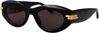 Bottega Veneta Accessoires, Dames, Zwart, ONE Size, Nylon, Ovalen Acetaat Zonnebril