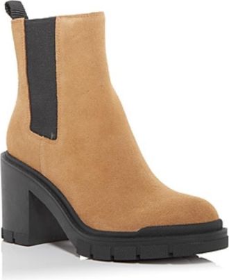 Marc Fisher Vanlisa Chelsea Boots Womens US 9.5 Brown Leather Block Heel KHD888