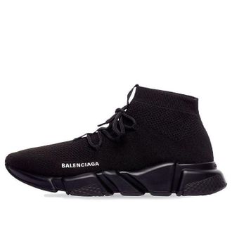 Balenciaga Speed Lace Up Sneakers Black Recycled Knit and Black Sole Unit 587289W2DB11013