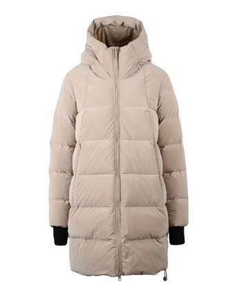Bomboogie Beige Flared Quilted Nylon Short Down Jacket