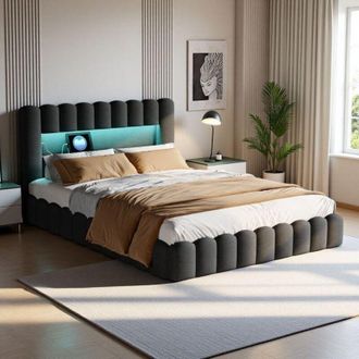 OEM Cama Lit - 160x200 - Sistema Hidr&aacute;ulico - Iluminaci&oacute;n Led Rgb - Dise&ntilde;o Moderno Gris