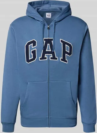 GAP Sweatjacke mit Logo und K&auml;nguru-Tasche in Jeansblau, Gr&ouml;&szlig;e XXL