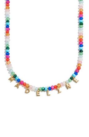 BaubleBar Beaded Custom Letter Necklace in Gold Multi at Nordstrom