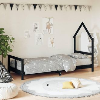 vidaXL Estructura De Cama Para Ni&ntilde;os Madera De Pino Negro 80x200 Cm Vidaxl