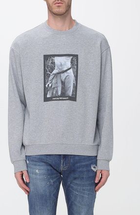 Emporio Armani Relaxed Fit Cotton Crewneck Jumper with Graphic Print