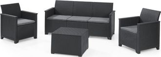 Keter Emma 5 Seater Lounge Set with Storage Table - Grey