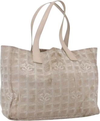 Chanel Pre-owned Vintage Nylon Tote Bag - Dames - Vintage Shopper - Beige - ONE Size - Nylon - Vintage
