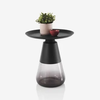 Aquadesign Tavolino Basso Da Salotto Rotondo In Vetro E Metallo Elios 50