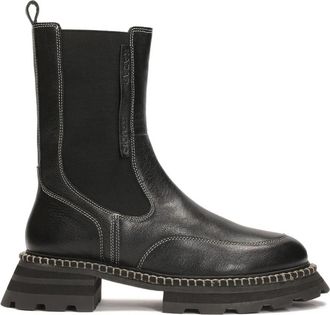Kazar Zwarte leren chelsea laarzen met contrasterende afwerking - Dames - Chelseaboots - Zwart - 38 EU - Leer - Schoenen