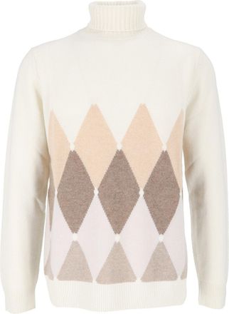 Ballantyne Argyle High-Neck Cashmere Turtleneck Sweater