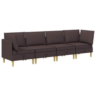 vidaXL Juego De Sof&aacute; Modular Con Almacenamiento 4 Pcs Marr&oacute;n Oscuro Vidaxl