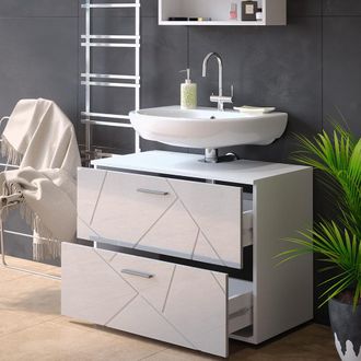 Vicco Mueble Bajo Lavabo Irma, Blanco Alto Brillo, 80 X 58.6 Cm