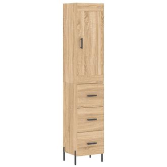 Berkfield Home Highboard Sonoma Oak 34.5x34x180 cm Engineered Wood in Brown