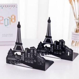 OEM Par De Sujetalibros Decorativos - Estilo Europeo - Metal - Para Biblioteca, Escuela, Oficina, Hogar - Dise&ntilde;o De Par&iacute;s Y La Torre Eiffel