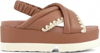 Mou Flat Sandalen - Dames - Sandalen - Bruin - 40 EU - Leer - Schoenen