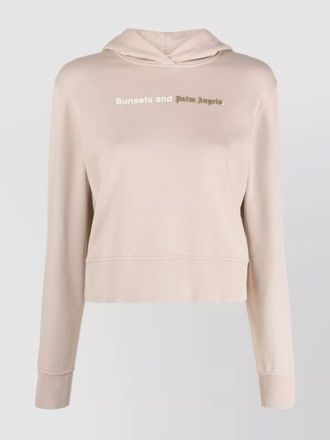 Palm Angels cotton hoodie with slouchy hood and ribbed cuffs