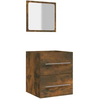 vidaXL Armario De Ba&ntilde;o Con Espejo Color Roble Ahumado 41x38,5x48 Cm Vidaxl