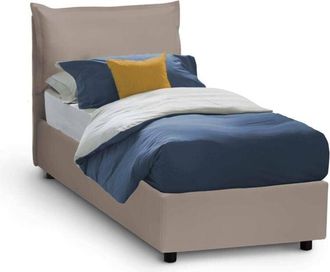 Dmora Talamo Italia Letto singolo Victoria, Letto contenitore con rivestimento in ecopelle, 100% Made in Italy, Apertura frontale, con materasso Cm 80x190