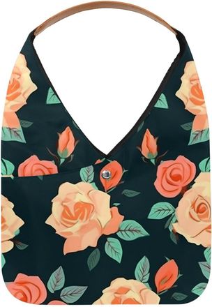 Generic Rose Painting Reusable Lightweight Grocery Bags - Foldable Into Compact Pouch, Washable & Sturdy, Multipurpose for Shopping and Travel