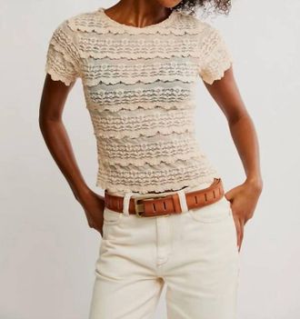 Free People Angelina Lace Tee In Tea