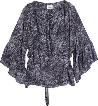 Isabel Marant Tekia Printed Silk Blouse - Dark Grey - 40 (UK12 / M)