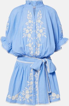 Juliet Dunn Embroidered cotton chambray minidress