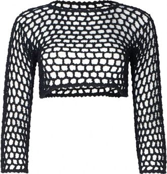 SOAH Womens Jane Crochet Crop Top In Black