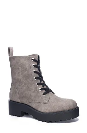 Dirty Laundry Mazzy Boot Womens US 7 Gray Leather Block Heel Combat KHD590